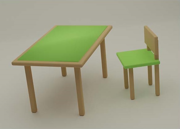 紹介画像を参考に作った机と椅子の画像