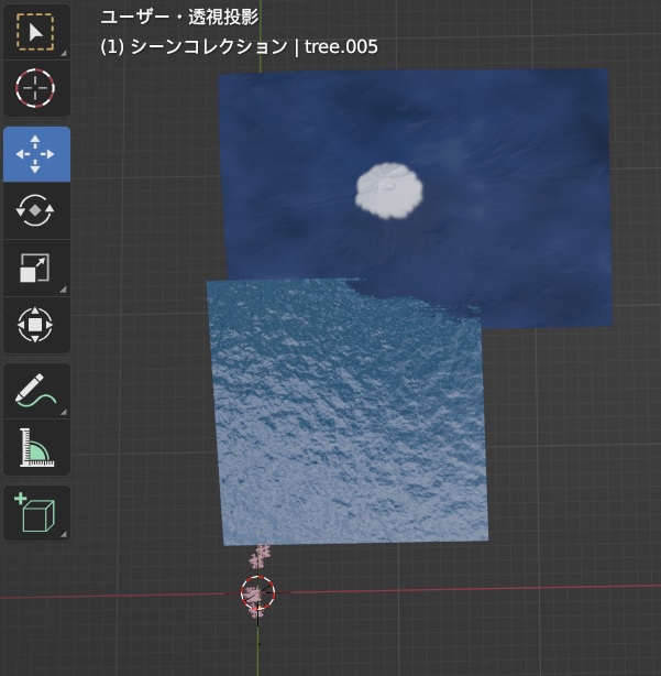 Blenderで「桜」と「富士山」と「湖面」を並べてみた画像