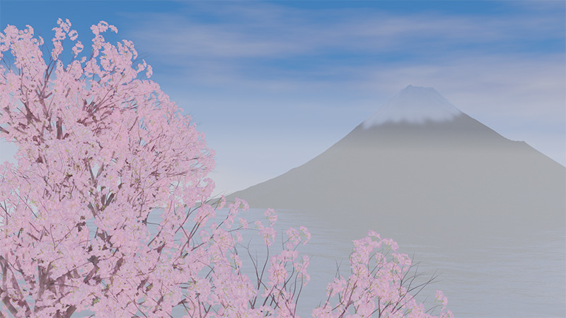 「富士山と桜」の風景画＿２