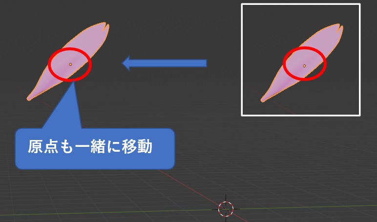 オブジェクトモードで移動させたときの画像