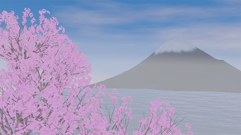 「富士山と桜」の風景画＿１