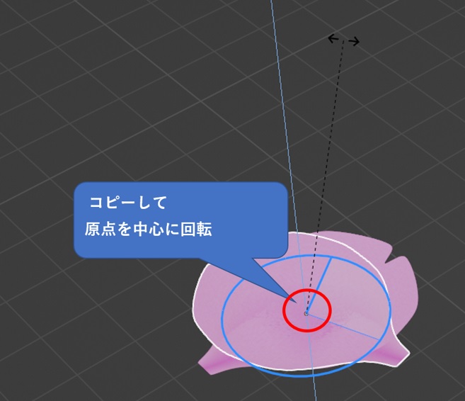 オブジェクトの中心が回転の中心（原点）例画像２