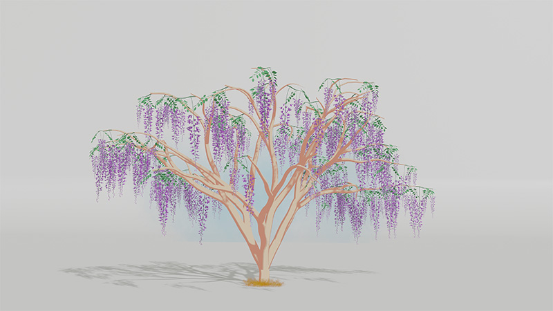 「藤の花」のモデリング画像