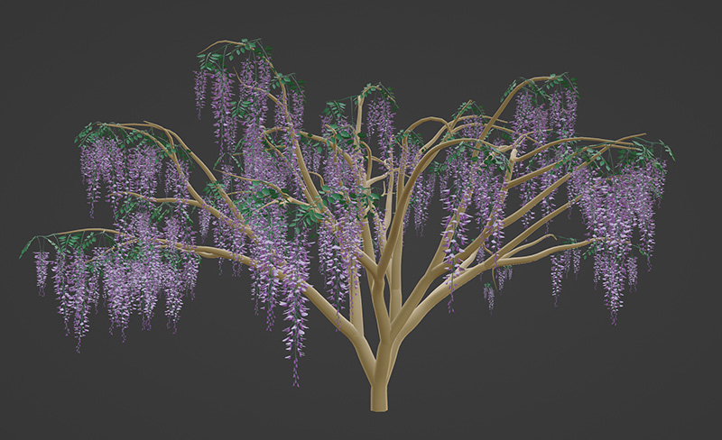 Blender あまりモデリングされた 藤の花 を見たことがないので 作ってみました アラカンおじさんの副業できるかな